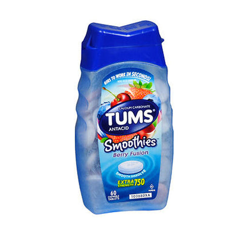 Tums, Smoothies Extra Strength Antacid Chewable Tablets Berry Fusion, 60 Count Tums