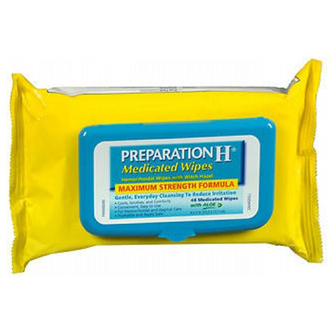 Preparation H, Medicated Hemorrhoidal Wipes With Witch Hazel And Aloe Maximum Strength, 48 Count Preparation H