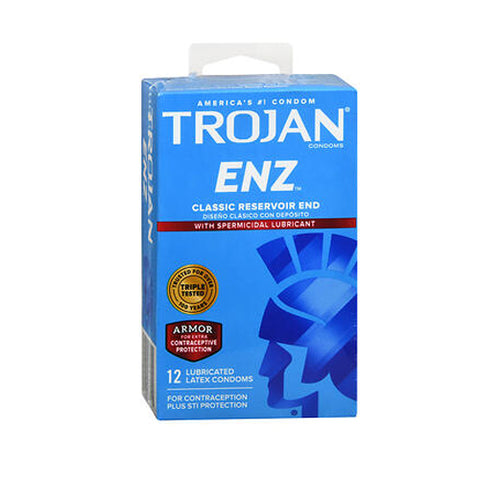 Enz Spermicidal Lubricated Latex Condoms 12 Each by Trojan