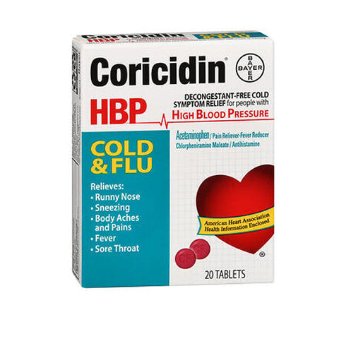 Coricidin Hbp, Cold And Flu Tablets, 20 Count Coricidin Hbp