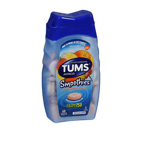 Tums, Smoothies Extra Strength Antacid Chewable Tablets Assorted Fruit, 60 Count Tums