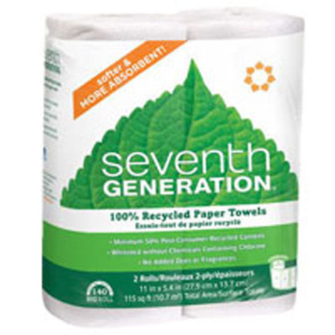 Seventh Generation, Paper Towels Regular Roll, 2 Count(Case Of 12)