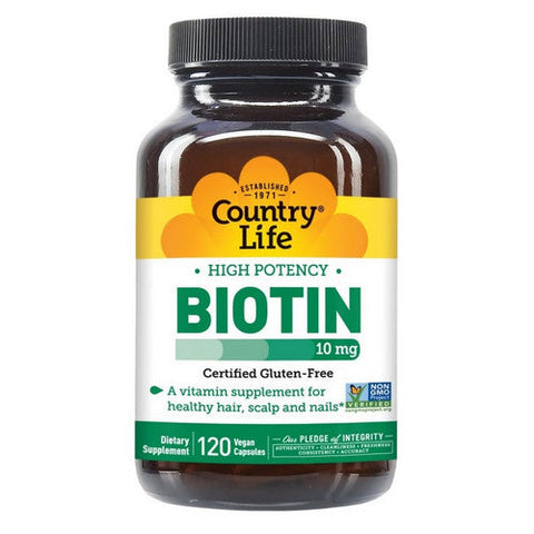 Country Life, Biotin High Potency, 10 Mg, 120 Veg Caps Country Life