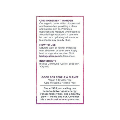 Heritage Store, Castor Oil Organic, 32 OZ