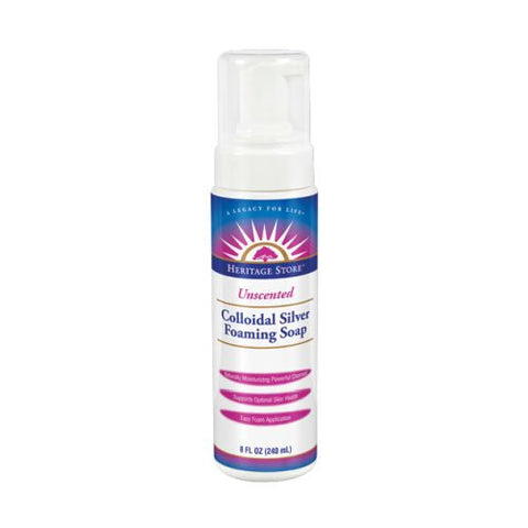 Heritage Store, Colloidal Silver Foaming Soap, Unscented 8 OZ Heritage Store