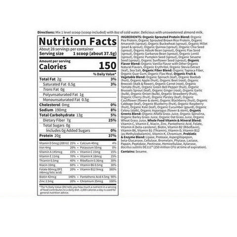 Garden of Life, RAW Organic Meal, Vanilla 969 Grams Garden of Life
