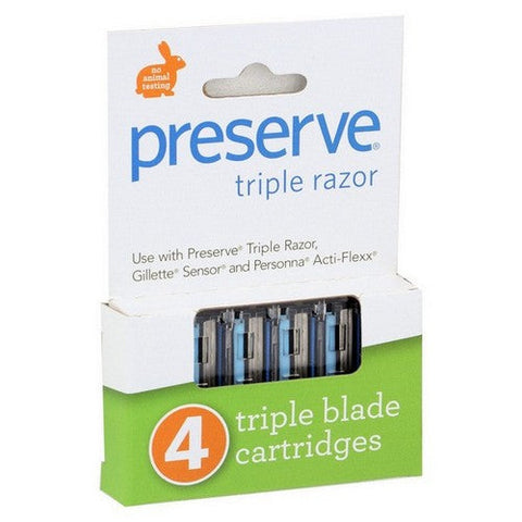 Preserve, Triple Razor Blades Refill, 1 Pack X 4 Count (Case Of 6) Preserve
