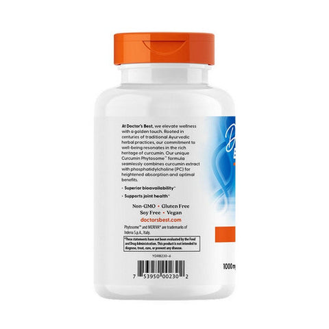 Doctors Best, Curcumin Phytosome With Meriva, 1000 Mg, 180 Veggie Caps Doctors Best