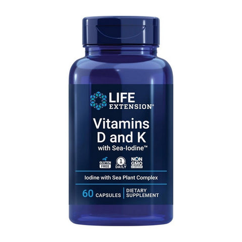 Life Extension, Vitamins D and K with Sea-Iodine, 60 Caps Life Extension