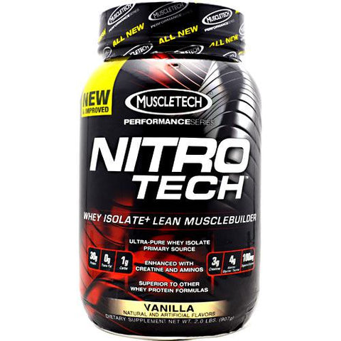 Muscletech, Nitro Tech Performance Series Whey Isolate, Vanilla 2 lbs Muscletech