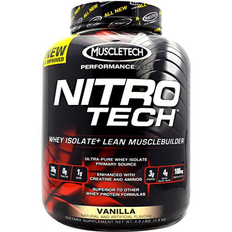 Muscletech, Nitro Tech Performance Series Whey Isolate, Vanilla 4 lbs Muscletech
