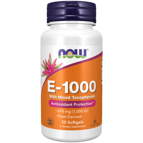 Now Foods, E-1000 - 100% Natural Mixed Tocopherols, 50 SOFTGELS Now Foods