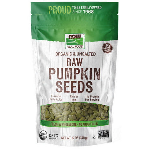 Now Foods, Organic Raw Pumpkin Seeds Unsalted, 12 OZ Now Foods