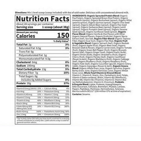 Garden of Life, RAW Organic Meal Powder Vanilla Spiced Chai, 1115g Powder Garden of Life
