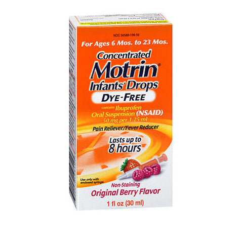 Motrin, Concentrated Dye-Free Infants Drops, 50 mg, Original Berry Flavor 1 oz Motrin