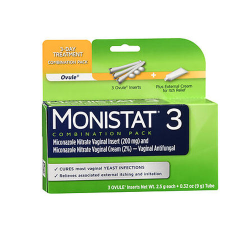 Monistat, 3 Vaginal Antifungal Cure & Itch Relief, 3 Each Monistat