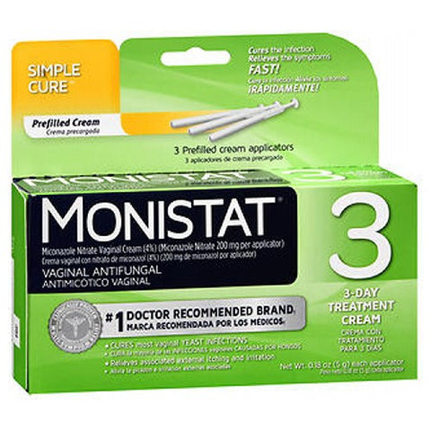 Emerson Healthcare Llc, Monistat 3 Simple Cure Vaginal Antifungal Prefilled, 3 Each (Cream) Monistat