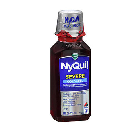 Vicks, NyQuil Severe Cold Flu Liquid, Berry Flavor 8 oz Vicks
