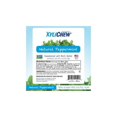 Xylichew, 100% Xylitol Chewing Gum Peppermint, 60 Count Xylichew