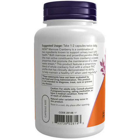 Now Foods, Mannose, 90 Vcaps, Cranberry Now Foods