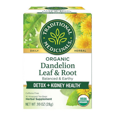 Traditional Medicinals, Organic Dandelion Leaf And Root Tea Caffeine Free, 16 Bag Traditional Medicinals
