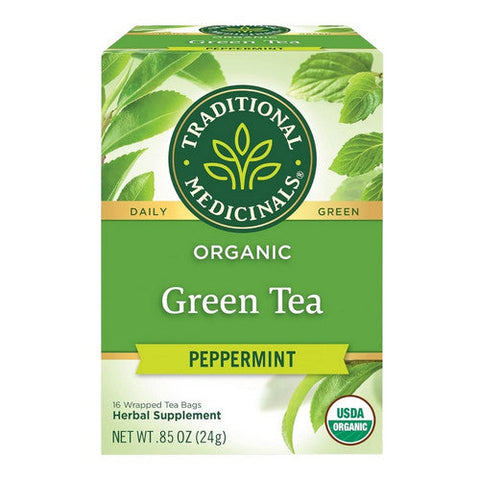 Traditional Medicinals, Organic Green Tea Peppermint, 16 Bag Traditional Medicinals