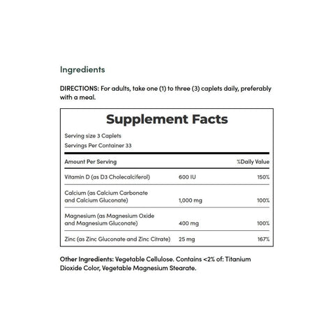 Nature's Bounty, Calcium Magnesium Zinc, 100 Caplets