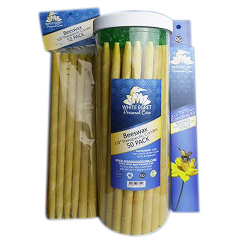 White Egret, Aromatherapy Ear Candles, Beeswax 4 Ct White Egret