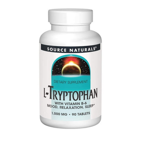 L-Tryptophan with Vitamin B-6 90 Tabs by Source Naturals