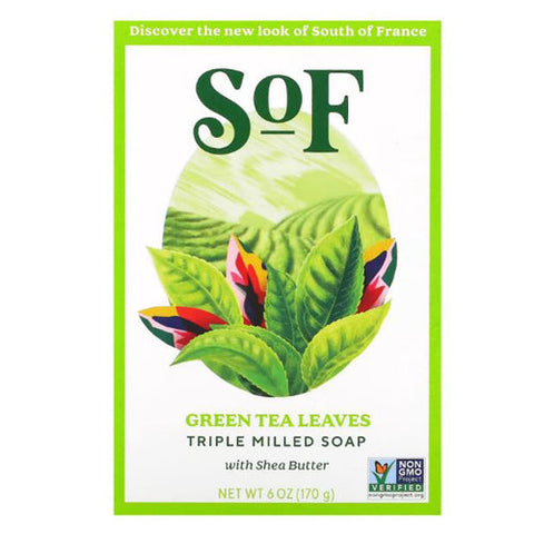 South Of France Soaps, Triple Milled Soap Bar Green Tea Leaves, Green Tea 6 oz