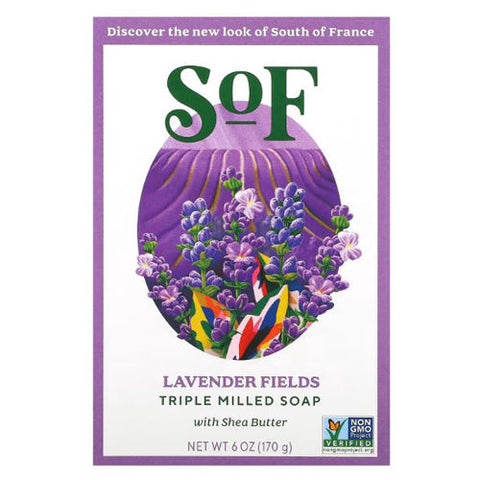 South Of France Soaps, Triple Milled Soap Bar Lavender Fields, Lavender Fields 6 oz