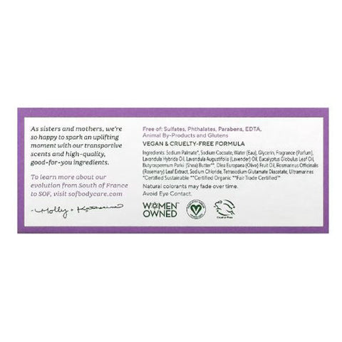 South Of France Soaps, Triple Milled Soap Bar Lavender Fields, Lavender Fields 6 oz