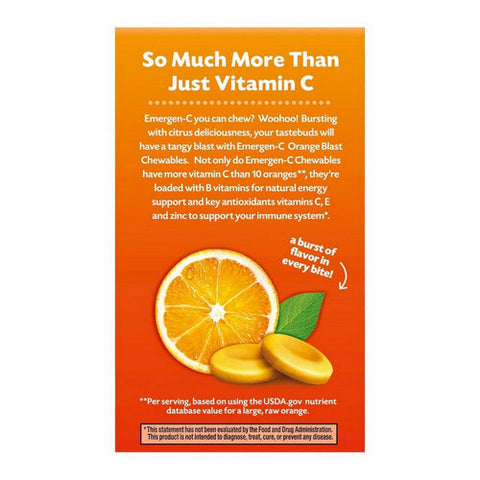 Emergen-C, Vitamin C Chewables Orange Blast, 1000 mg, 40 Tablets Emergen-C