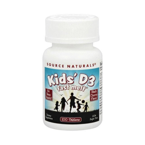 Source Naturals, Kids D-3 Fast Melt, 400 IU, Black Cherry 100 Tabs Source Naturals