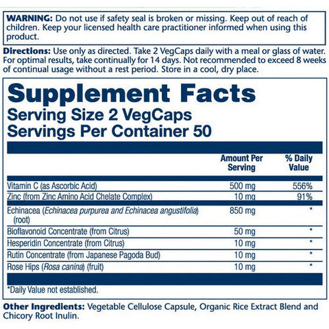 Solaray, Echinacea With Vitamin C & Zinc, 100 Caps Solaray