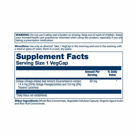 Solaray, Ginkgo Biloba Leaf Extract, 60 mg, 120 Caps Solaray