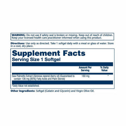 Solaray, Saw Palmetto Berry Extract, 160 mg, 120 Softgels Solaray