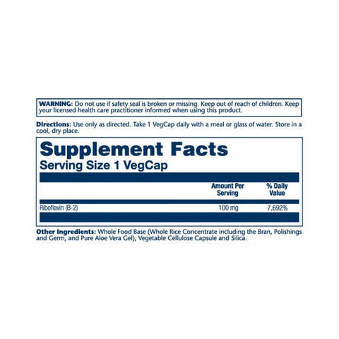 Solaray, Vitamin B-2, 100 mg, 100 Caps Solaray
