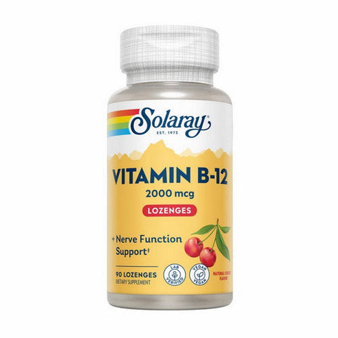 Solaray, Vitamin B-12 Natural Cherry, 2000 Mcg, 90 Lozenges Solaray