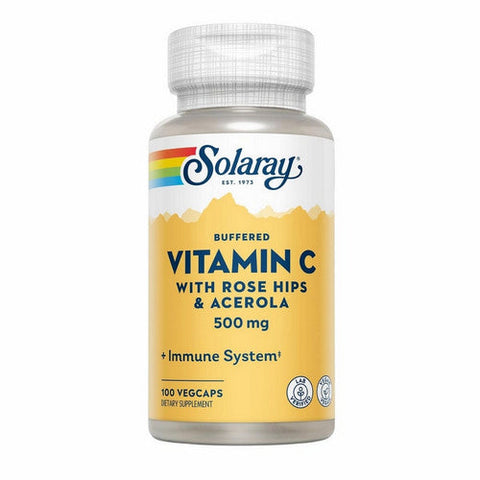 Solaray, Vitamin C Plus Rose Hips & Acerola, 500 mg, 100 Caps Solaray