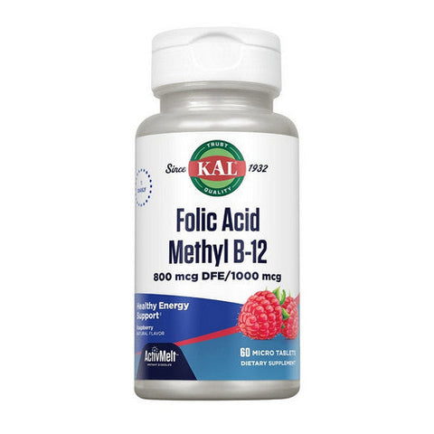 Kal, Folic Acid & B-12 ActivMelt, Raspberry 60 Tabs Kal