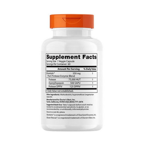 Doctors Best, Gluten Rescue with Glutalytic, 60 Veggie Caps Doctors Best