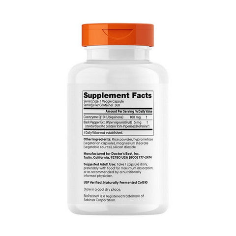 Doctors Best, High Absorption COQ10 with Bioperine, 100 mg, 360 Veg Caps Doctors Best