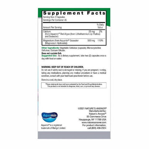 Nature's Answer, Marine Based Magnesium, 500 Mg, 90 Veg Caps Nature's Answer