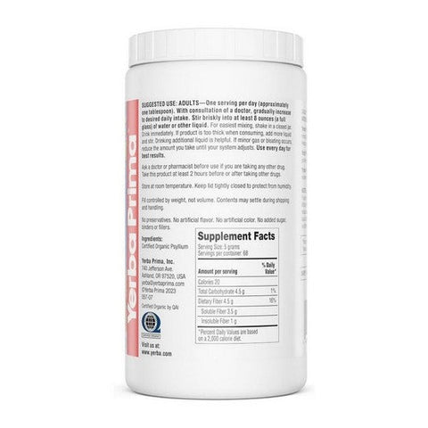 Yerba Prima, Organic Psyllium Whole Husks, 12 Oz