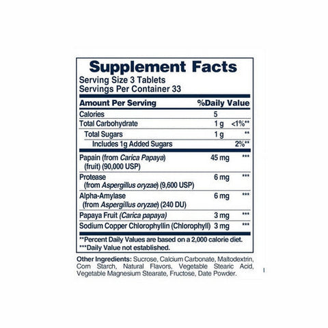 American Health, Papaya Enzyme With Chlorophyll, 100 Chewable Tablets