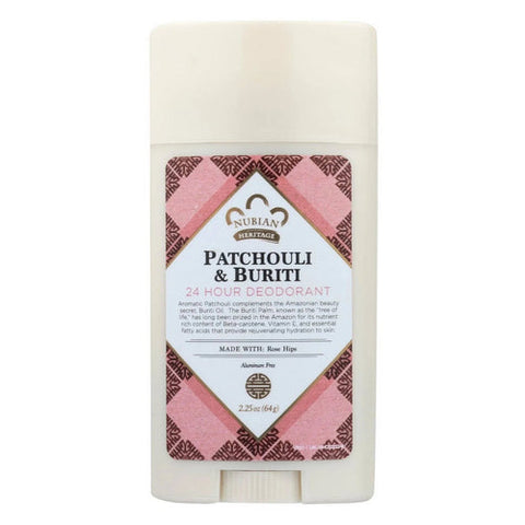 Nubian Heritage, Patchouli and Buriti 24 Hour Deodorant Stick, 2.25 Oz
