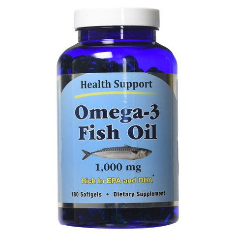 Health Support, Omega-3 Fish Oil, 1000 mg, 180 Softgels Health Support