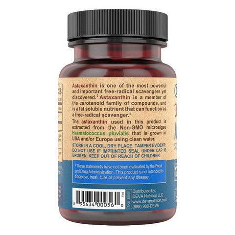 Deva Vegan Vitamins, Astaxanthin, 12 mg, 30 Veg Caps Deva Vegan Vitamins