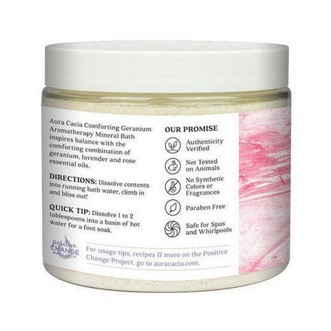 Aura Cacia, Mineral Bath, Comforting Geranium 16 Oz Jar Aura Cacia